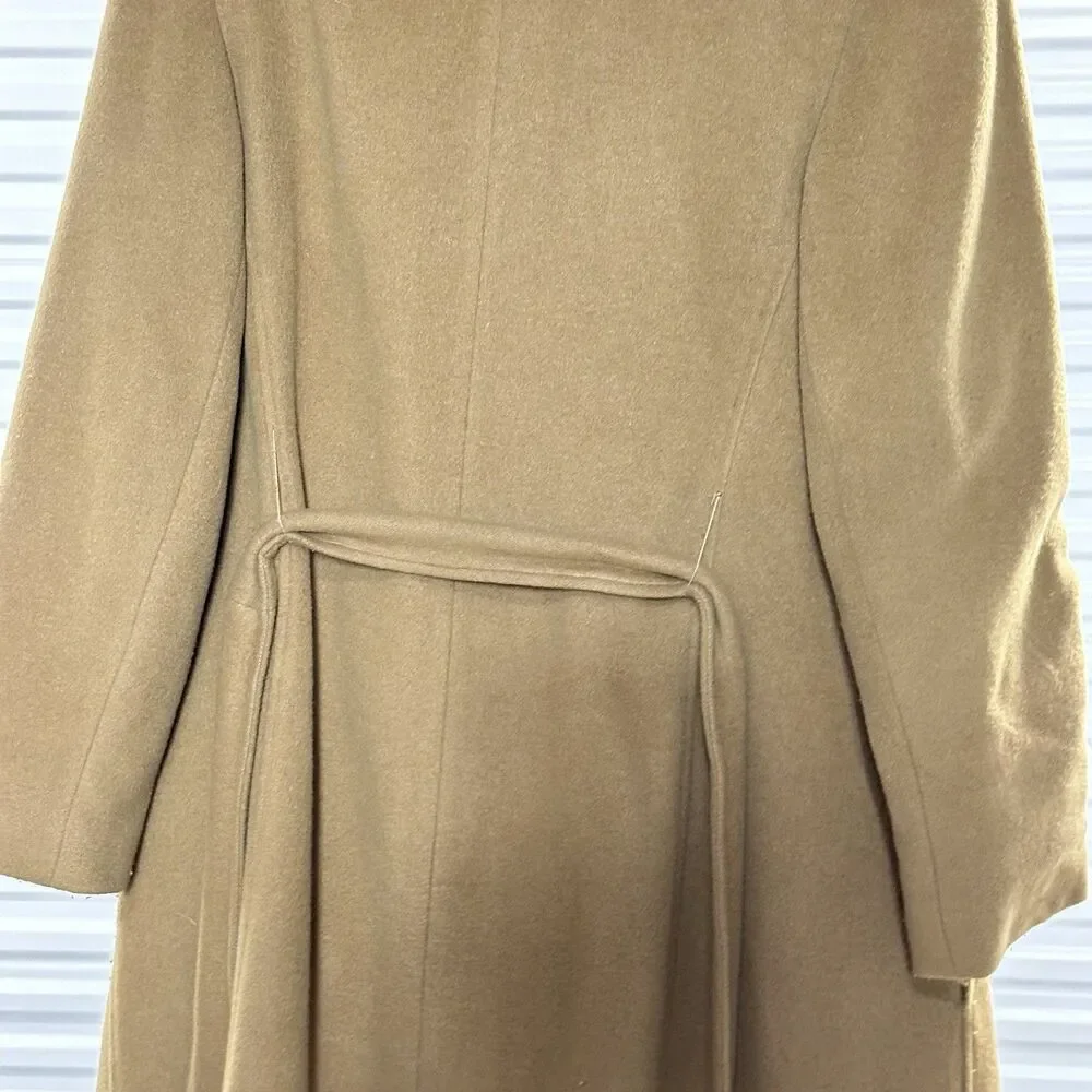 Vintage Regency Cashmere Coat Women Medium 70s Glam Fashion Fox Fur Long Brown - Picture 11 of 14